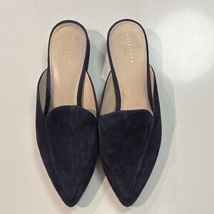 Cole Haan Women's Dark Blue Suede Mules